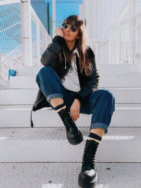 Dr. Martens Womens Size 7 Vegan Leather Jadon Mono Platform Boots Black